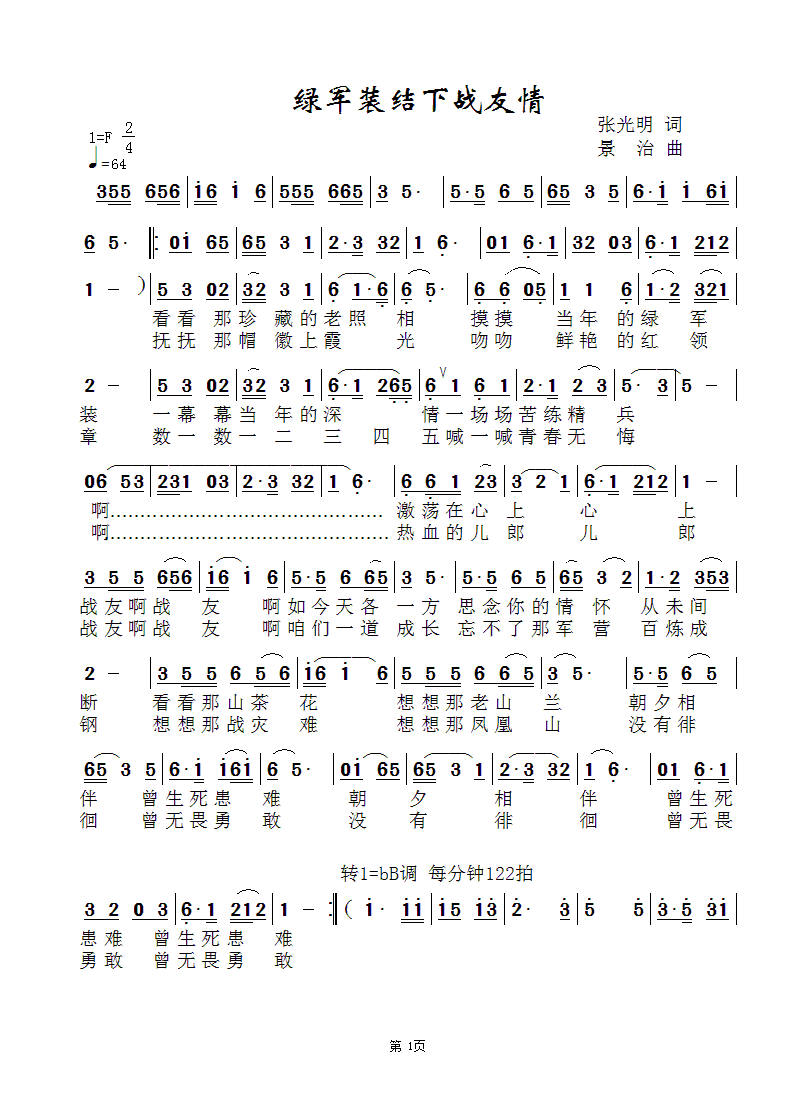 曲谱战友情_战友情图片(3)