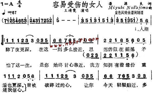 受伤的女人简谱_容易受伤的女人简谱