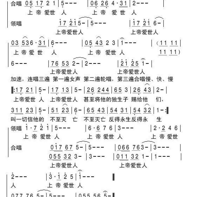 上帝爱世人 - 歌谱 - 雁子音乐室的相册 - 5sing中国